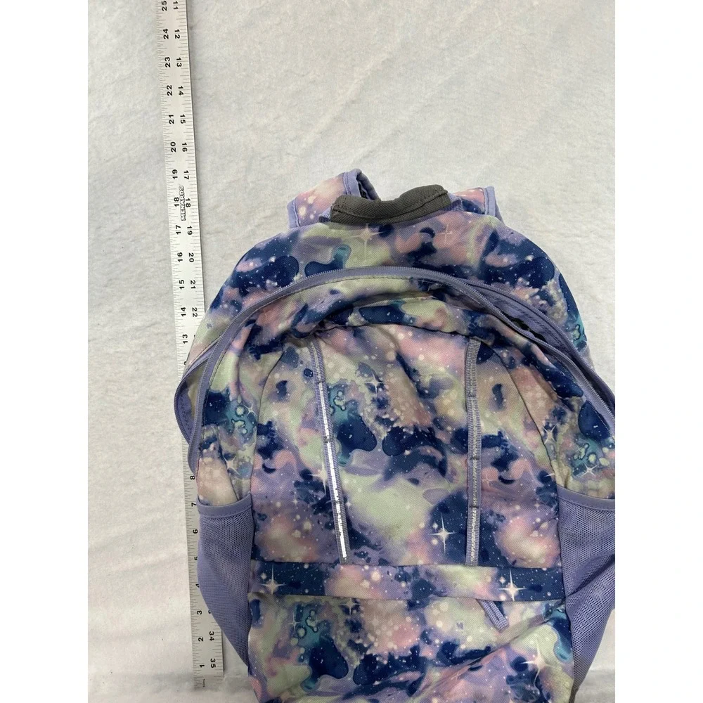 Lands End Galaxy Star Print Backpack Purple Blue School Bag Reflective Safety‎